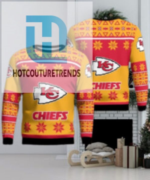 Kansas City Chiefs Logo Big Snowflake Pattern Ugly Christmas Sweater hotcouturetrends 1