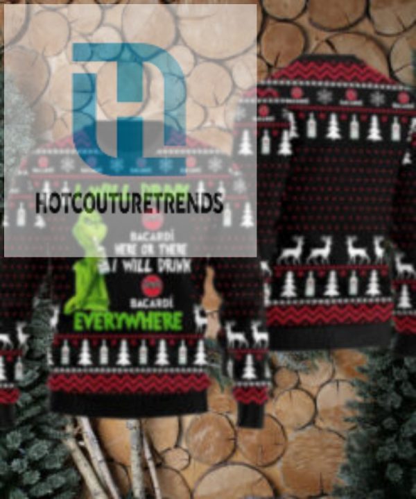 Bacardi Grinch Will Drink Everywhere Ugly Sweater hotcouturetrends 1 1