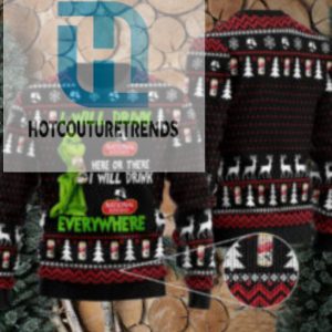 National Bohemian Grinch Will Drink Everywhere Ugly Sweater hotcouturetrends 1 1