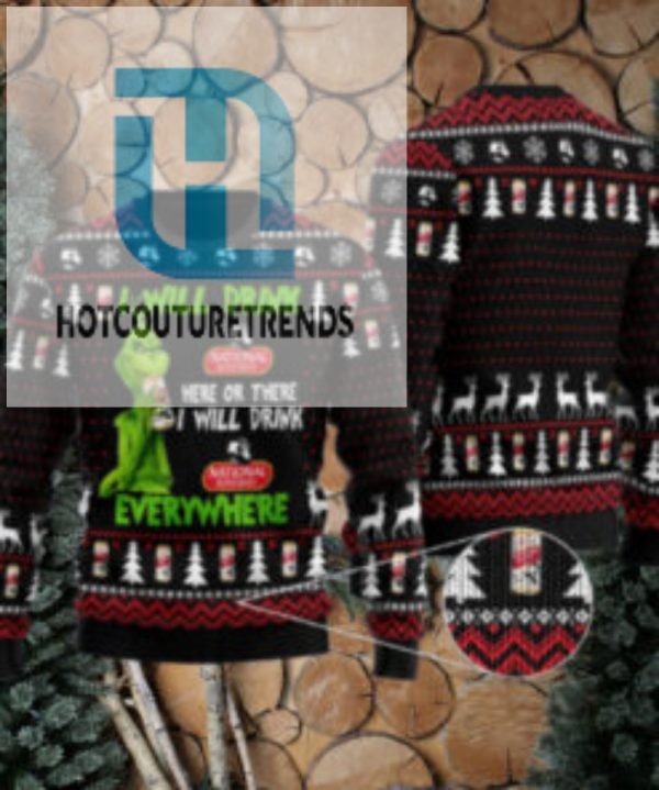 National Bohemian Grinch Will Drink Everywhere Ugly Sweater hotcouturetrends 1 1