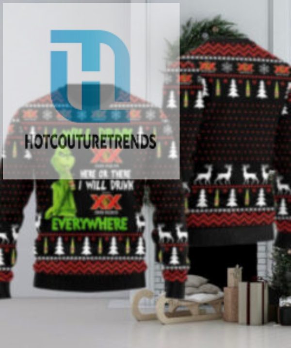 Dos Equis Grinch Will Drink Everywhere Ugly Sweater hotcouturetrends 1