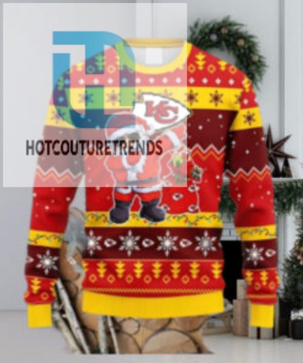 Kansas City Chiefs Dabbing Santa Claus Christmas Ugly Sweater hotcouturetrends 1