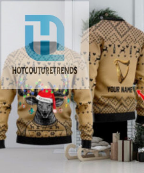 Personalized Reindeer Guinness Christmas Ugly Sweater hotcouturetrends 1