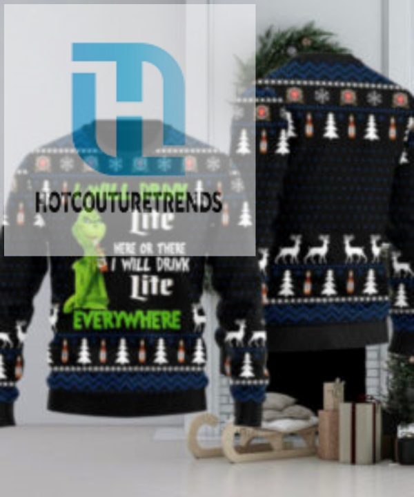 Miller Lite Grinch Will Drink Everywhere Ugly Sweater hotcouturetrends 1