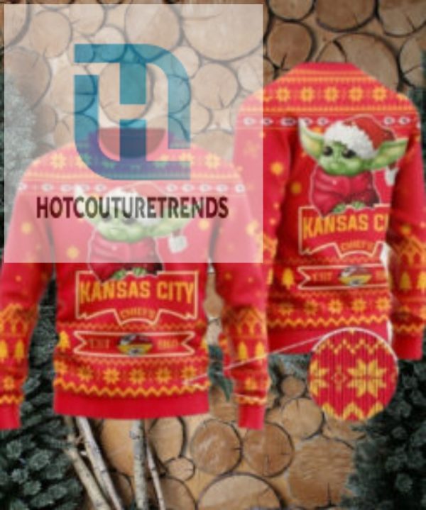 Kansas City Chiefs Cute Baby Yoda Grogu Ugly Christmas Sweater hotcouturetrends 1 1