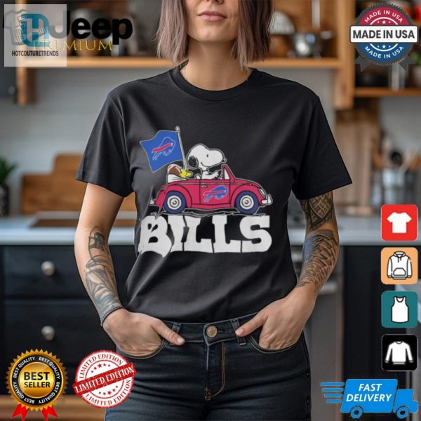 Buffalo Bills Peanuts Snoopy And Woodstock On Car T Shirt hotcouturetrends 1