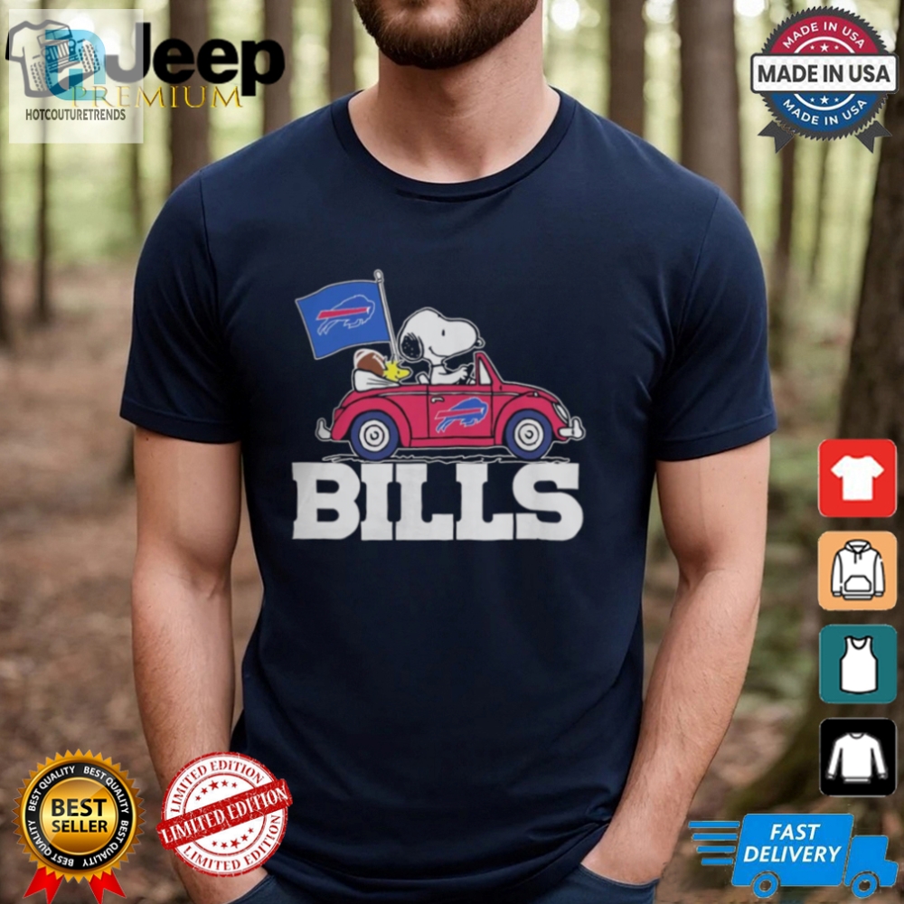 Buffalo Bills Peanuts Snoopy And Woodstock On Car T Shirt 