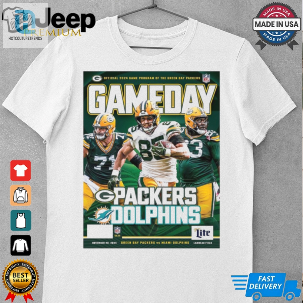 Official Poster Gameday Program Green Bay Packers Vs Miami Dolphins Nov 28 2024 Lambeau Field T Shirt 