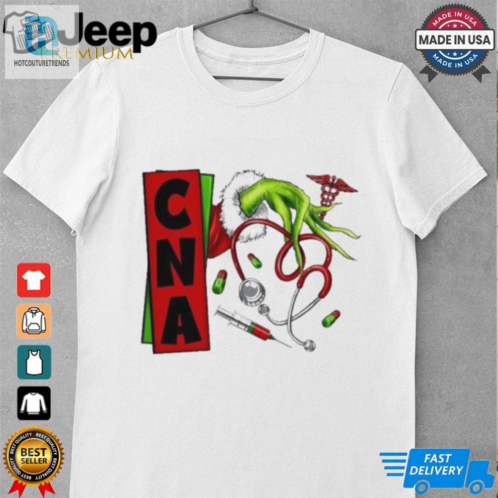 Official Grinch Hand Hold Nurse Cna Merry Christmas 2024 T Shirt 